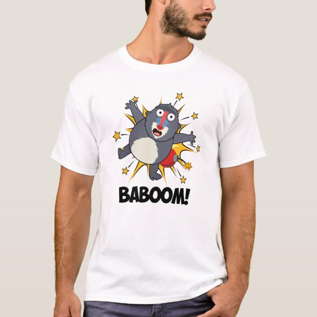 T-shirt Baboom Drôle Explosif Baboon Pun (Devant)