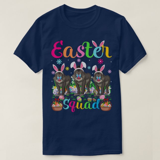 T-shirt Baboon Bunny Ear drôle Easter Squad Baboon Happy E (Design devant)