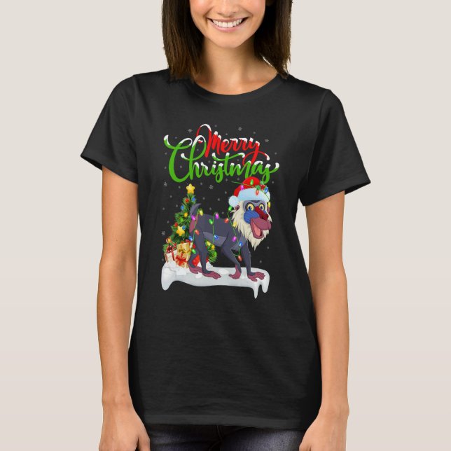 T-shirt Baboon   Xmas Decorations Santa Baboon Christmas (Devant)