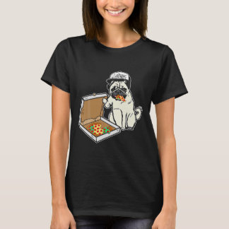 T-shirt Babu Le Chien Carlin Manger Pizza Justin Ashar Sna