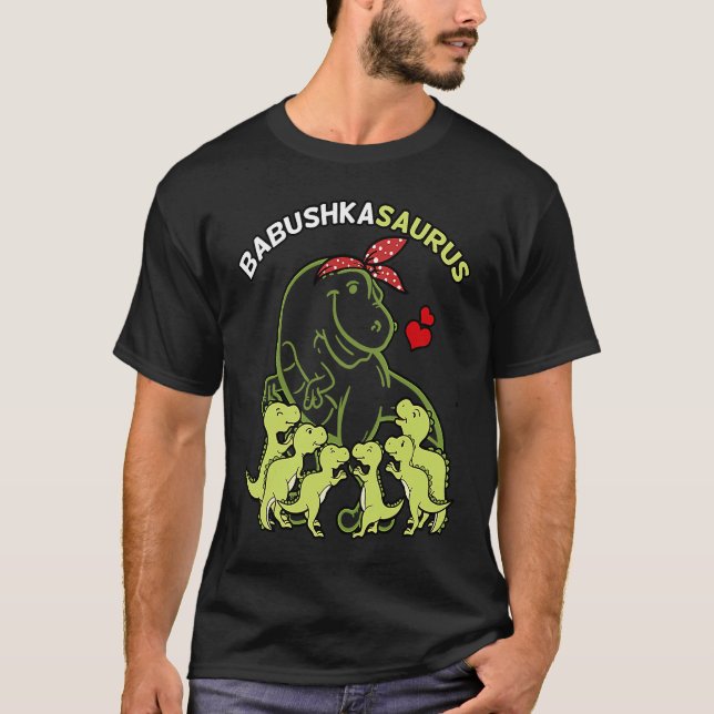 T-shirt Babushkasaurus Babushka 6 Kids Dinosaur Mother's D (Devant)