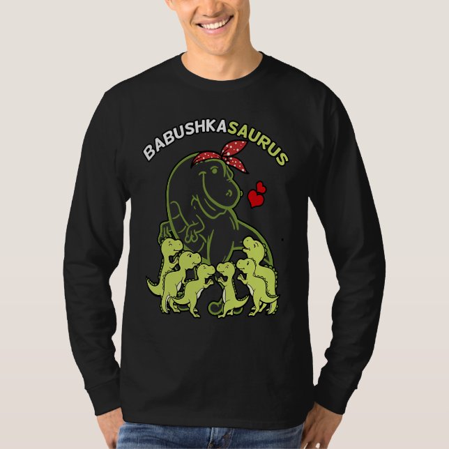 T-shirt Babushkasaurus Babushka 6 Kids Dinosaur Mother's D (Devant)