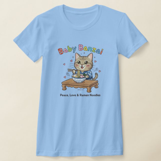 T-shirt Baby Banzai Kat Peace, Love & Ramen Noodles (Poser)