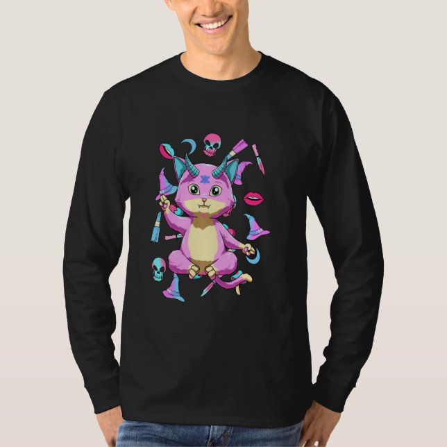 T-shirt Baby Baphomet Chat Pastel Goth Et Nu Goth (Devant)