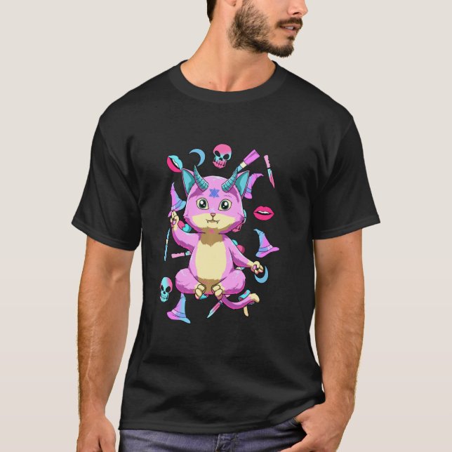 T-shirt Baby Baphomet Chat Pastel Goth Et Nu Goth (Devant)