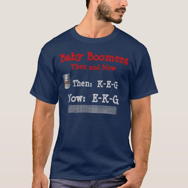 T-shirt Baby boomers, puis et maintenant (Devant)