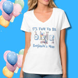 T-shirt Baby Boy' Maman Nom Un Dinosaures mignon<br><div class="desc">Imaginez combien cela serait amusant de faire correspondre le t-shirt de votre garçon d'anniversaire — avec ces dinosaures spéciaux et le "ONE" amusant — complété avec son nom de script personnalisé. Prêt pour la photo et de nombreux jours heureux après. Toute question de conception n'a qu'à envoyer un conversation ou...</div>