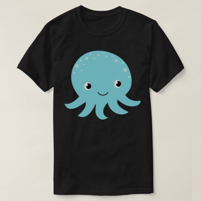 T-shirt Baby Child Blue Octopus (Design devant)