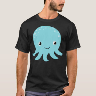 T-shirt Baby Child Blue Octopus