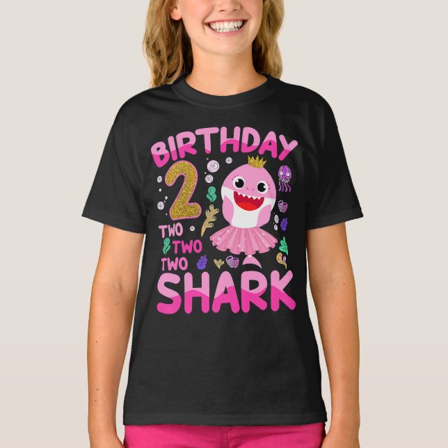 T-shirt Baby Cute Shark 2e anniversaire garçon fille 2 an  (Devant)