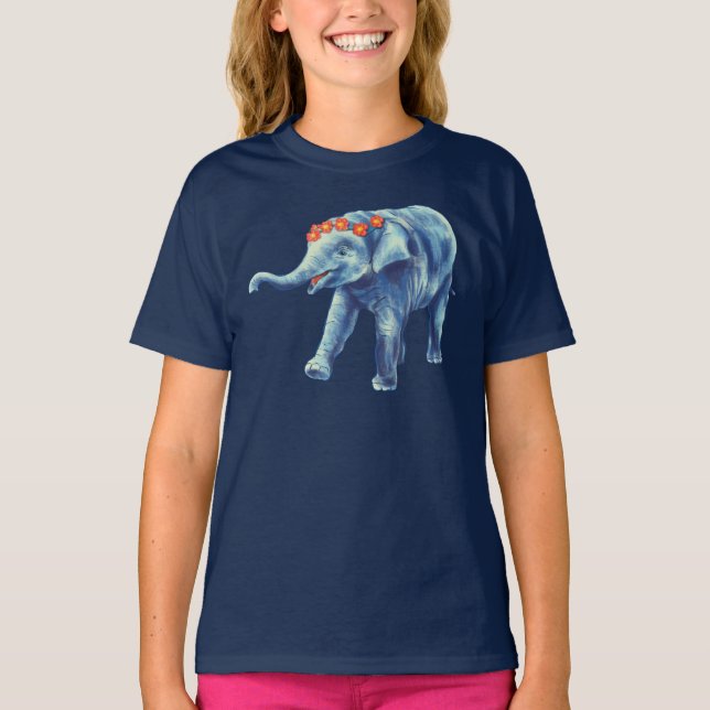 T-shirt Baby Elephant mignonne fille (Devant)