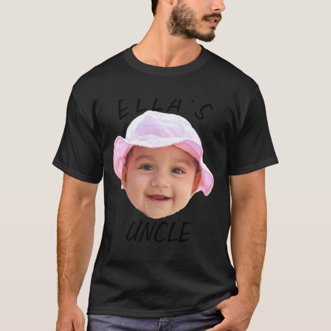 T-shirt Baby Face Photo Text New Uncle  (Devant)