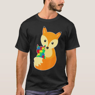 T-shirt Baby Fox Love Puzzle Pièce Animal Cool Autisme Awa