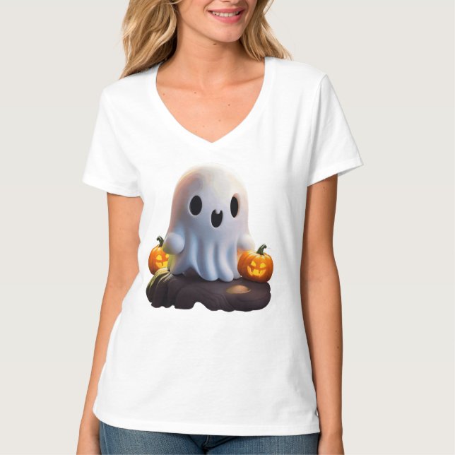 T-shirt Baby Ghost Déplaisant mignon caractère Halloween (Devant)