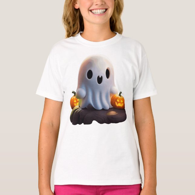 T-shirt Baby Ghost Déplaisant mignon caractère Halloween (Devant)