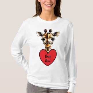 T-shirt Baby Giraffe Heart avec votre message personnalisé