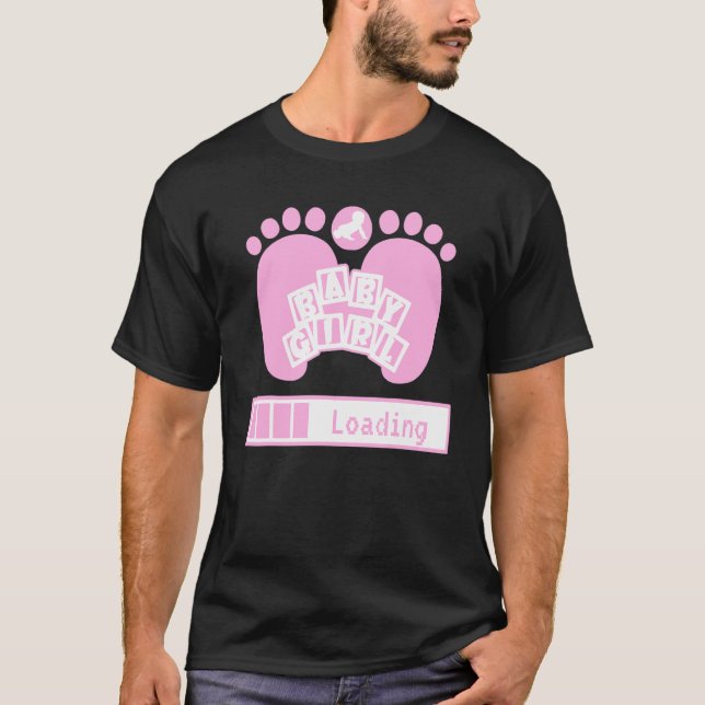 T-shirt Baby Girl Chargement Geek Grossesse Genre Reveal U (Devant)