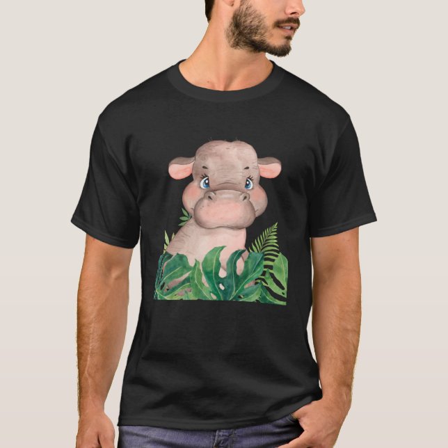 T-shirt Baby Hippopotamus Safari Jungle Animal Boys Girls  (Devant)