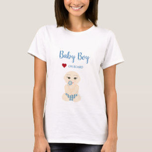T-shirt Baby je Vais On Board Illustration in Blue Design