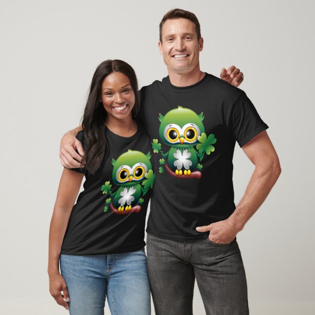 T-shirt Baby Owl Cute St Patrick Cartoon (Unisexe)