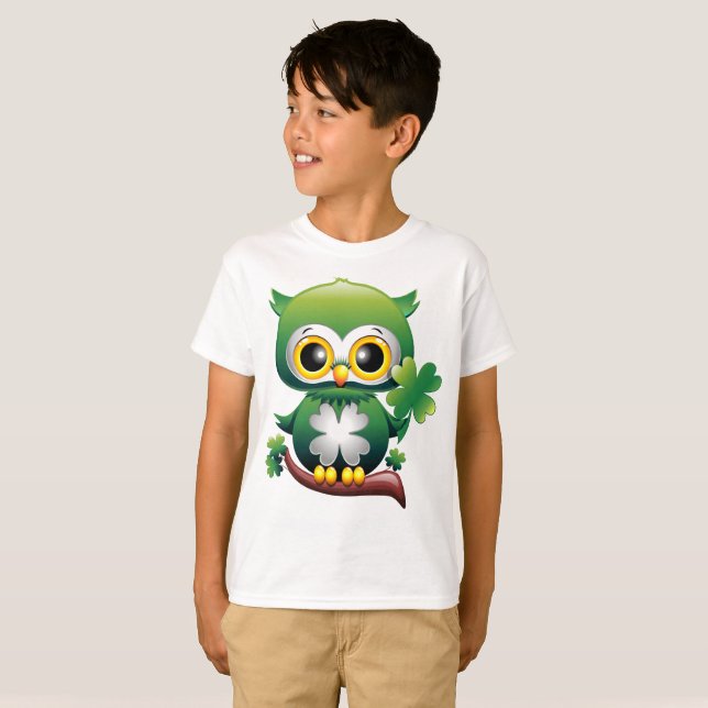 T-shirt Baby Owl St Patrick Paddy Cartoon (Devant entier)