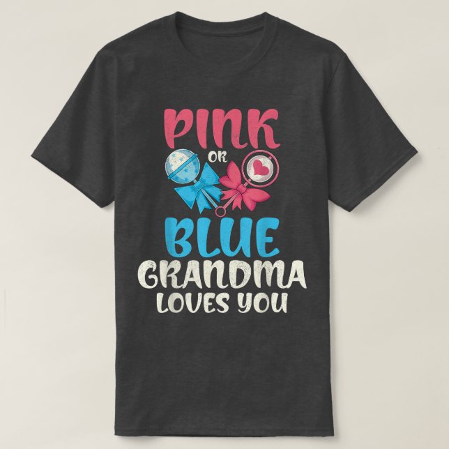 T-shirt Baby Party rose ou bleu grand-mère vous aime Genre (Design devant)