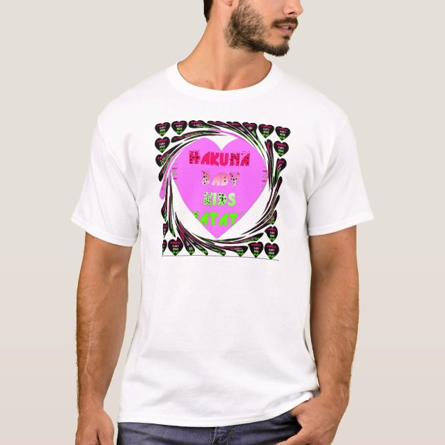T-shirt Baby Pink Hearts Hakuna Matata Baby Kids Design.p (Devant)