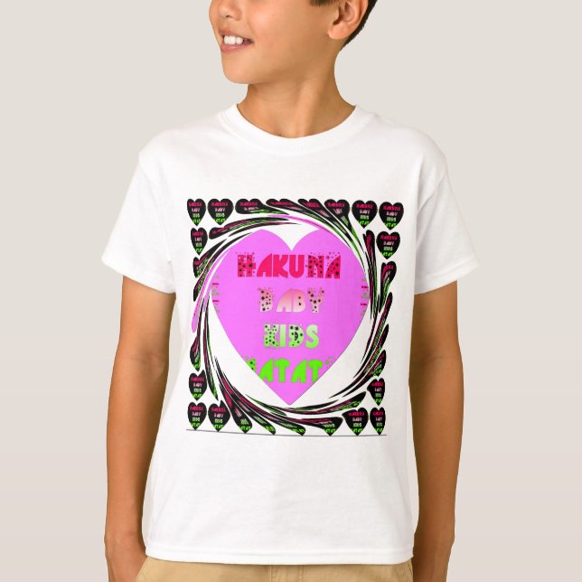 T-shirt Baby Pink Hearts Hakuna Matata Baby Kids Design.p (Devant)