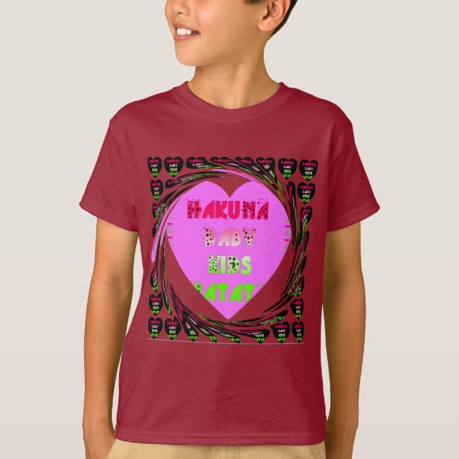 T-shirt Baby Pink Hearts Hakuna Matata Baby Kids Design.p (Devant)