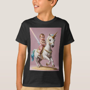 T-shirt Baby Riding A Unicorn