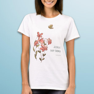 T-shirt Baby shower à papillon rose pâle