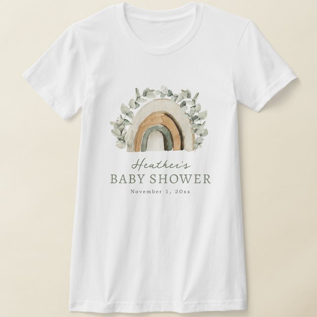 T-shirt Baby shower arc-en-ciel Boho (Boho Rainbow Baby Shower T-Shirt by Painted Paperie
)