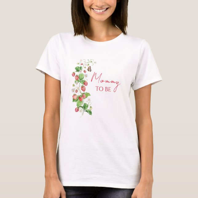 T-shirt Baby shower aux fraises (Devant)