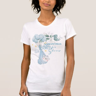 T-shirt Baby shower. Bébé dormant Bear Bleu.
