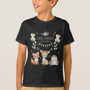 T-shirt Baby shower d'animaux de bois mignons   Fox, cerf
