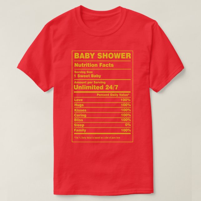 T-shirt Baby shower de la valeur nutritive (Design devant)