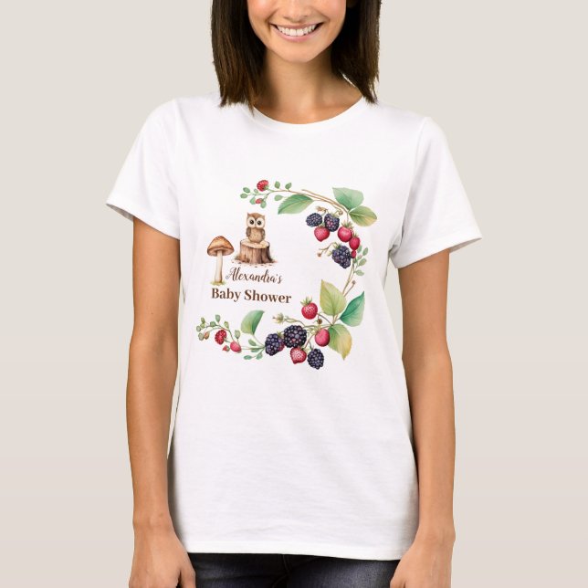 T-shirt Baby shower des animaux forestiers (Devant)