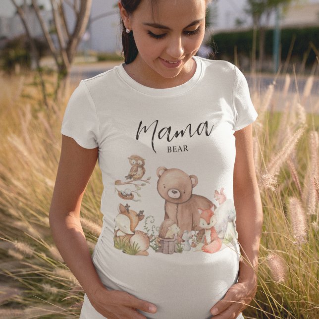 T-shirt Baby shower Douce Animaux de la Forêt Maman Ours (Créateur téléchargé)
