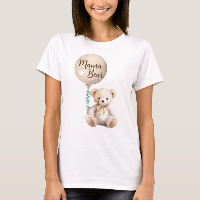 T-shirt Baby shower d'ours de maman neutre (Devant)