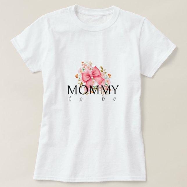 T-shirt Baby shower Floral Bow rose (Design devant)