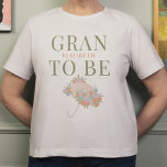 T-shirt Baby shower Floral Umbrella GRAN TO BE TEXT RETOUR<br><div class="desc">***ce design fait partie d'une collection de baby showers*** Dégustez dès le départ vos invités de baby shower avec ma collection de Baby showers Unisex Neutre Parapluie Florale ! Mes modèles personnalisables apportent une touche de fantaisie et d'élégance à toute fête de baby shower. Le design neutre pour les femmes,...</div>