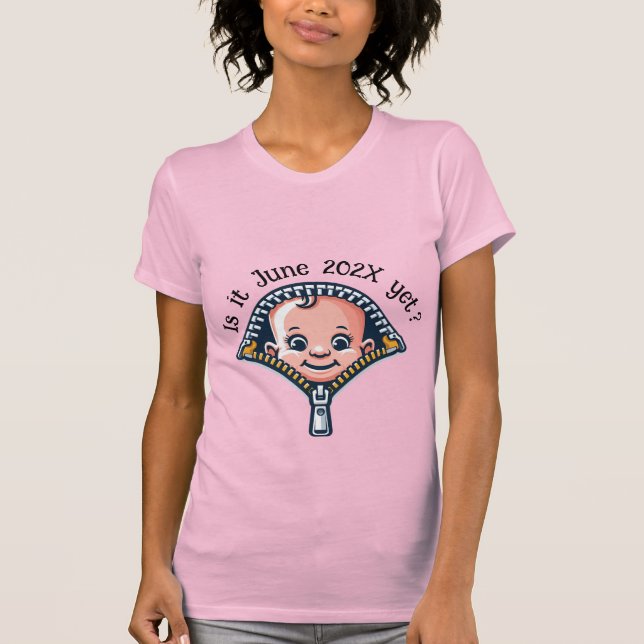 T-shirt Baby shower genre drôle bith date faire-part (Devant)