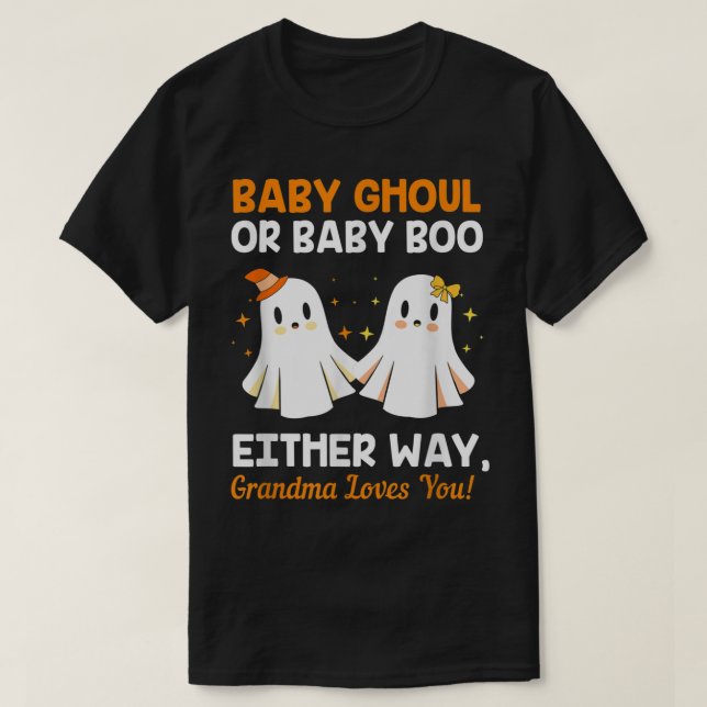 T-shirt Baby shower Grandma Halloween Gender Reveal Booy O (Design devant)