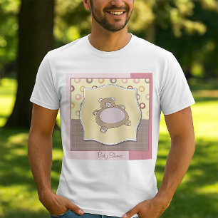 T-shirt Baby shower ours en peluche avec cercles rétro
