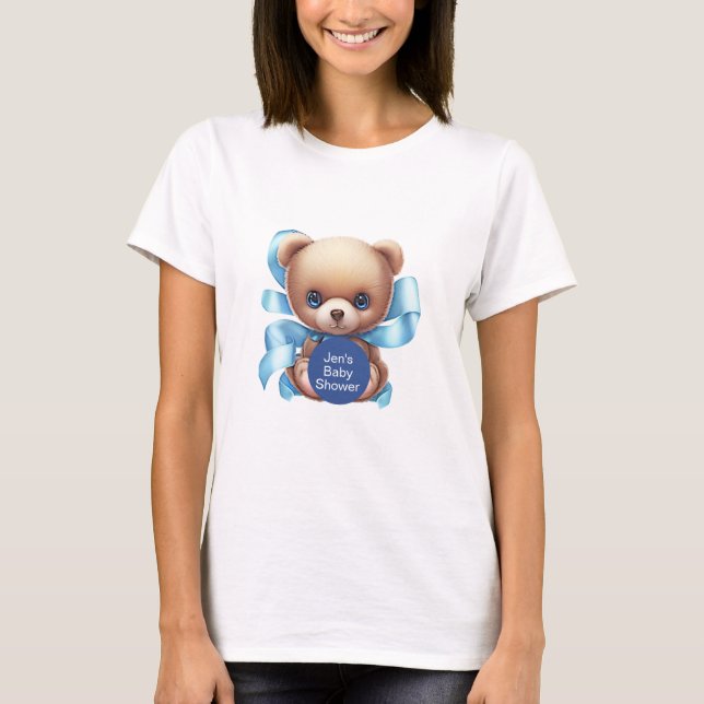 T-shirt Baby shower personnalisé Teddy Bear Blue (Devant)