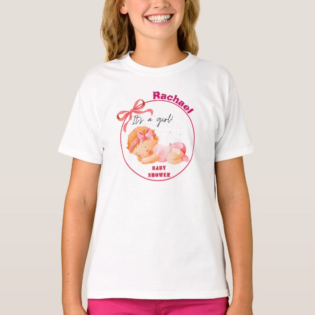 T-shirt Baby Shower Rose, Baby Shower Fille (Devant)