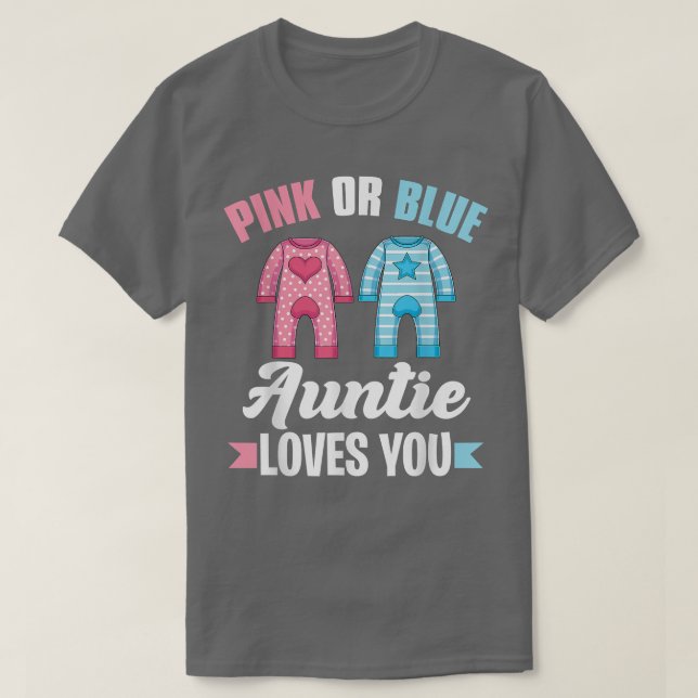 T-shirt Baby shower Tante Rose Ou Bleu Tante Aime Vous Gen (Design devant)