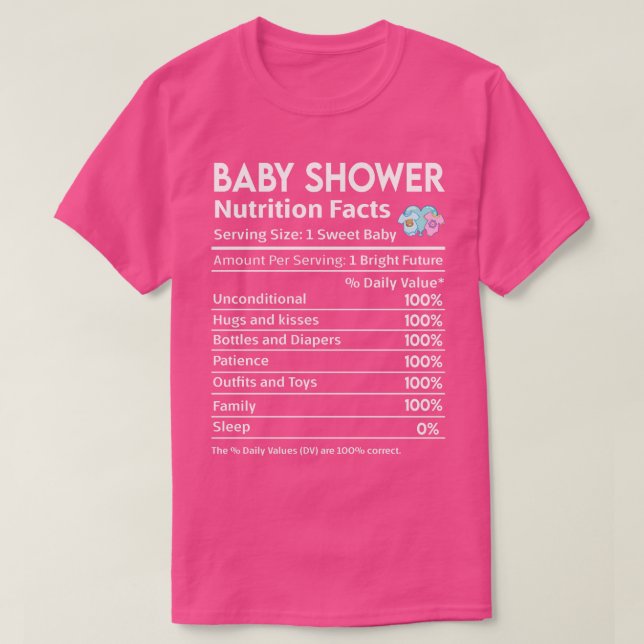 T-shirt Baby shower - valeur nutritive Étiquette (Design devant)