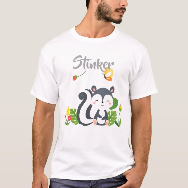 T-shirt Baby Skunk, Papillon & Fleurs (Devant)