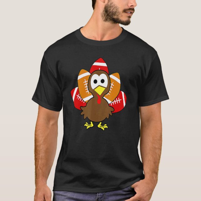 T-shirt Baby Turkey Football Balls Sport  Thanksgiving Kid (Devant)